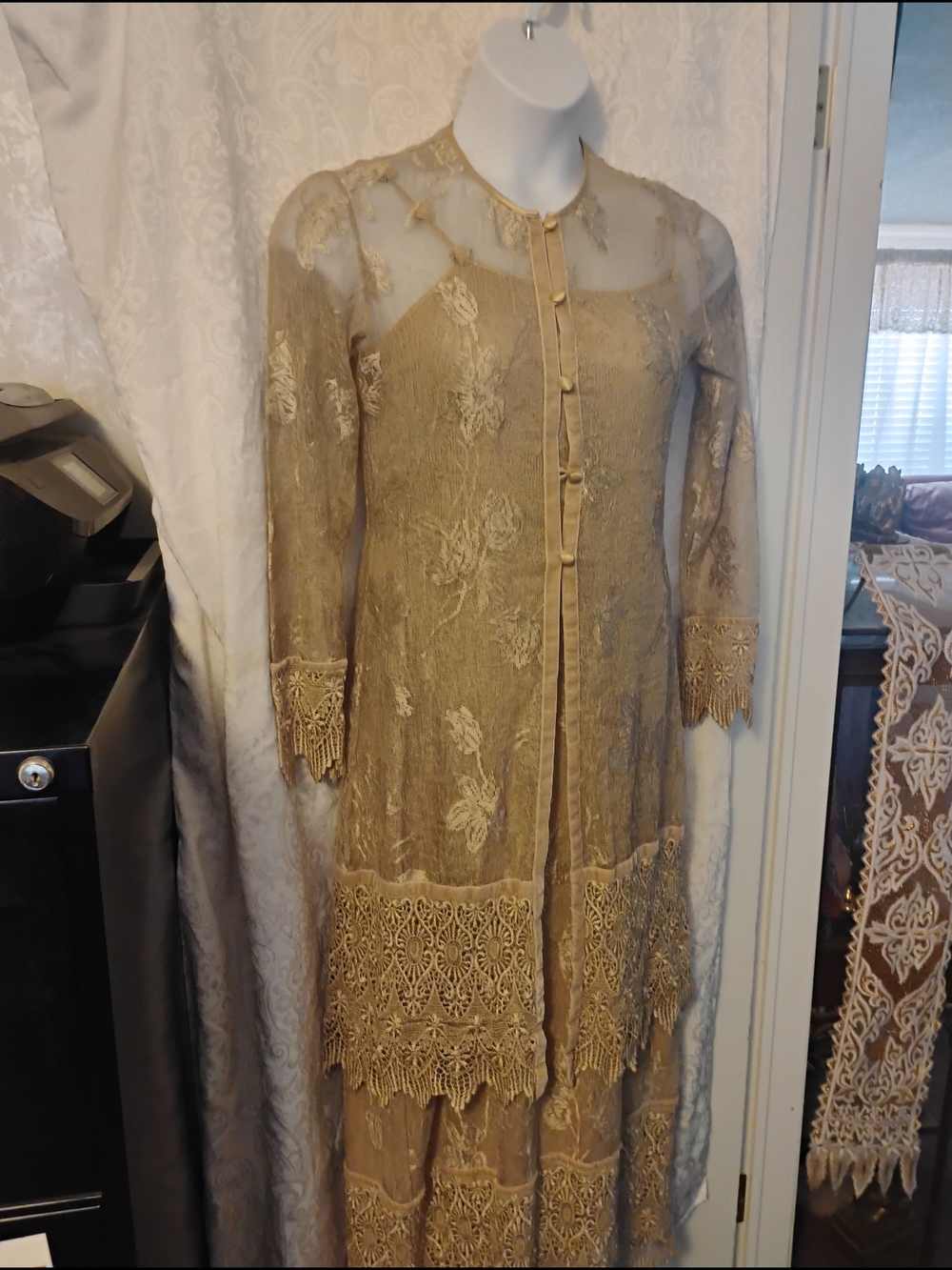 Gold Lace Long Sleeve Dress Gorgeous